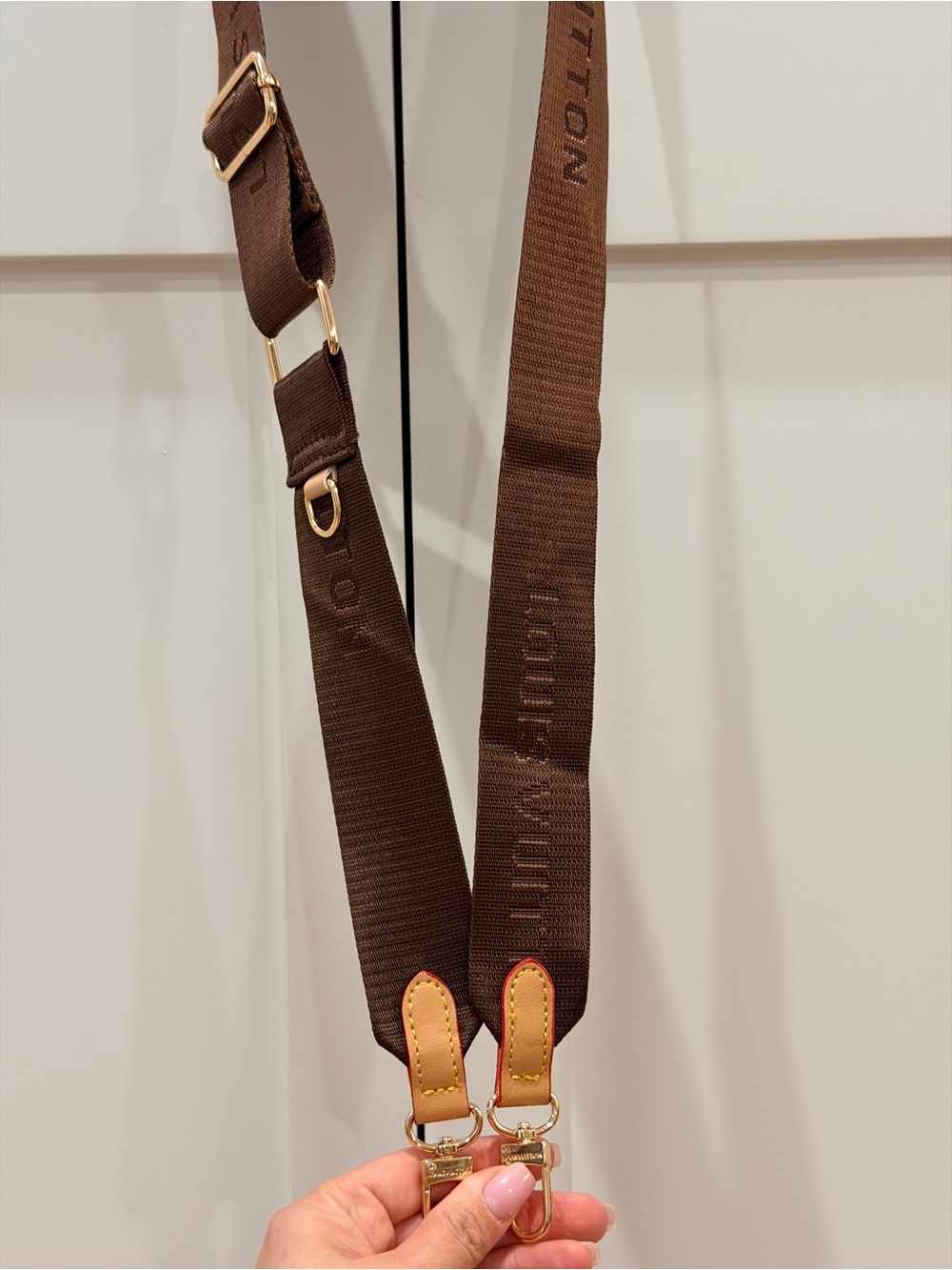 Brown Monogram Adjustable Crossbody Bag Strap | Gold Tone Hardware | New - Picture 3 of 7